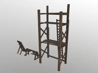 Wooden Build Tools Low-poly 3D model