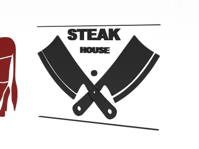 3D butcher and steakhouse signs Low-poly 3D model
