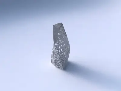 Vase twist tipped triangle with fine organic lattice 3D print model