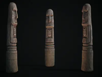 Totem wood 1 pbr 4k Low-poly 3D model