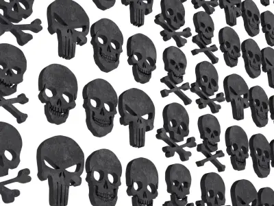 Skull Skeleton silhouette Low-poly 3D model