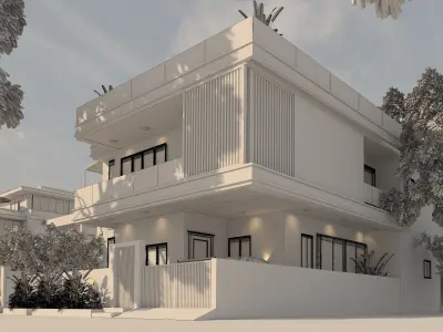 House Elevation Architecture Low-poly 3D model