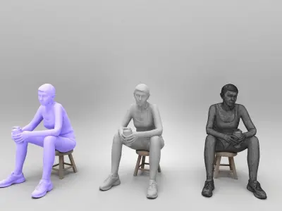 Woman in sportswear holding water bottle 430 Low-poly 3D model