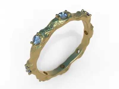  Organic shaped Jewellery Diamond Ring 3D print model