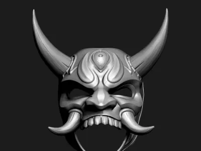 Japanese Hannya Oni Mask Samurai Mask Demon Onimusha Mask 3D print model