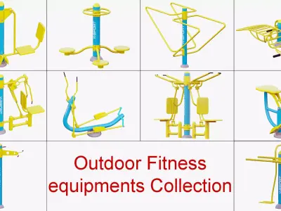 Outdoor Fitness equipments Collection 3D model