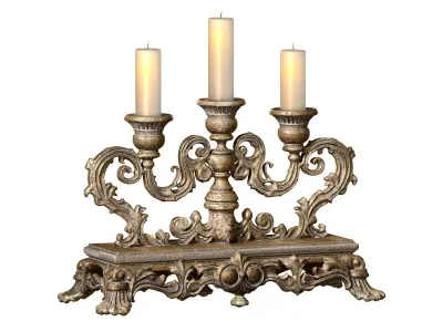 Bronze Tabletop Antique Metal Classic Candlestick Candle Holder 3D model