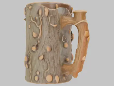 Stylized Wooden Mug Low-poly 3D model