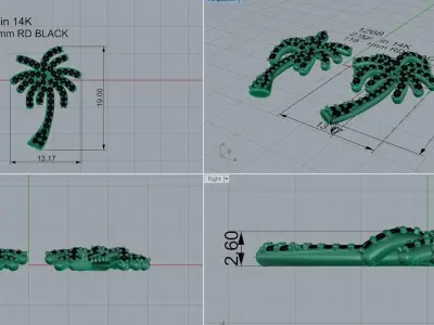 Palm Earring 1268 3D print model