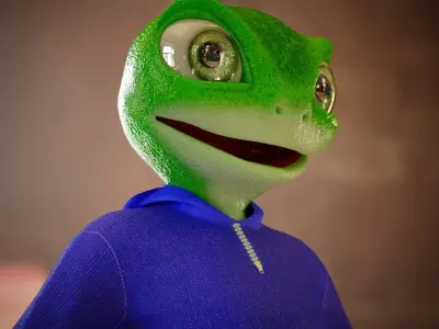 a character that looks like a frog or lizard 3D model