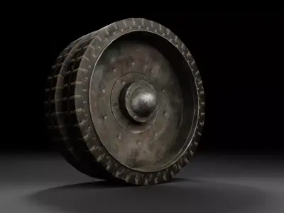 3D game ready tank wheel for T-34-85 Low-poly 3D model