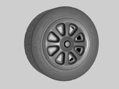 3D Realistic wheel including tire and rim Low-poly 3D model
