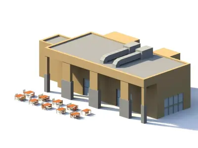 Low Poly Holiday Restaurant Low-poly 3D model