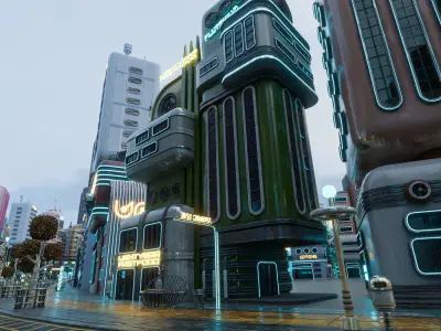 SCIFI ATOMPUNK BUILDING 05 Low-poly 3D model