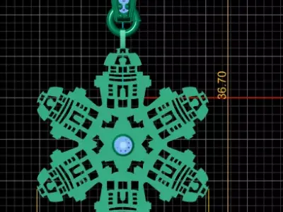 Pixel Snowflake Pendant  Geometric Winter Star Jewelry STL 3D print model