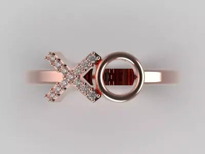 Rose Gold Diamond stl 3dm Ring XO Model jr00202 3D print model