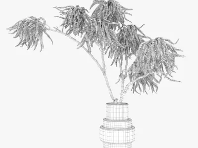 Decorative branches with green flowers 3D model