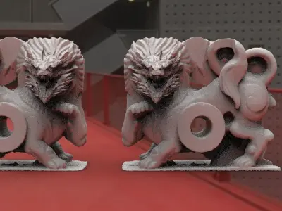 Asian Dragon statues mirrored 3D model