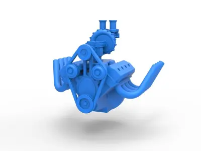 Engine V8 with Centrifugal blower V2 Scale 1 to 25 3D print model
