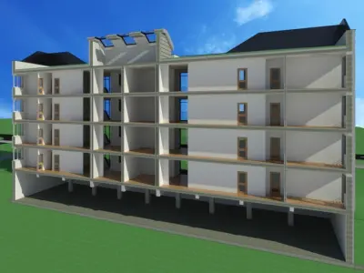Residental building with underground garage 3D model