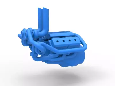Quad turbo V8 Engine Scale 1 to 25 3D print model