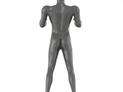 Gray male mannequin stands with clenched fists 145 3D model