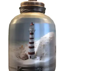 Lighthouse in Glass Jar Diorama Low-poly 3D model