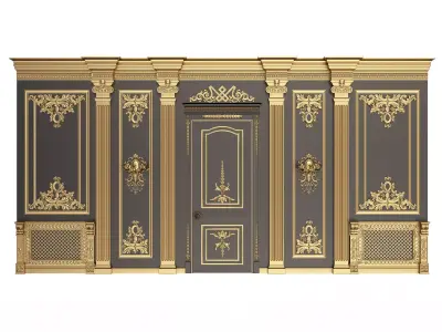 Boiserie Classic Wall with Mouldings 07 Black Low-poly 3D model