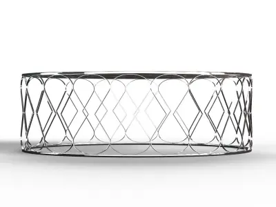 Table02silver coffee table with metal frame and marble top 3D model