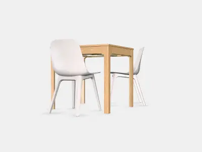 EKEDALEN - ODGER Table and 2 chairs Low-poly 3D model