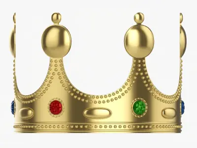 Gold crown with gems 3D model