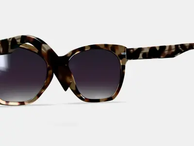 Rhea Low Bridge Fit Sunglasses in Truffle Tortoise Low-poly 3D model