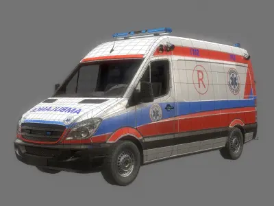 Ambulance Game Ready Low-poly 3D model