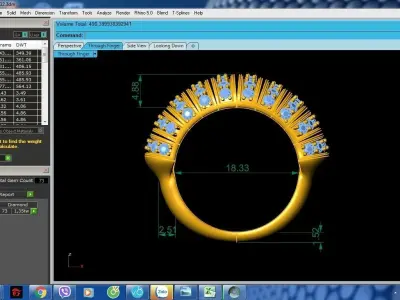 Luxury Multi Row Diamond Baguette Ring for Women  1067 3D print model