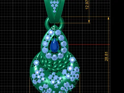 LUXURY BLUE SAPPHIRE PENDANT 3D PRINTABLE MODEL 3D print model