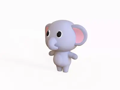 Cartoon Elephant - Chubby Animal Rigged Low-poly 3D model