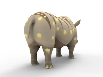 Cartoon Rhino Rigged and animated 3D Model Low-poly 3D model