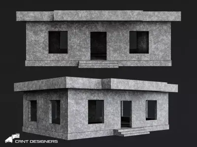 Unfinished Concrete House Structure - Incomplete Building  Low-poly 3D model
