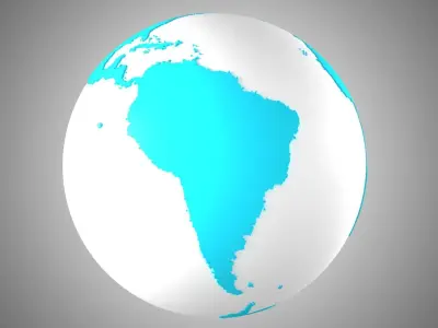 Solid Color Light Blue White Globe 3D model