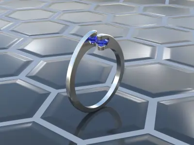 Ring with 2 gems 3D print model