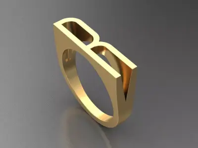 alphabet ring letter R 3D print model