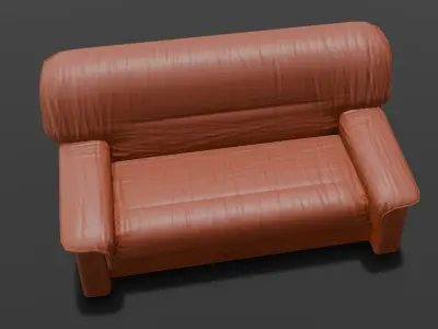Leather Sofa 3D Model  Low-poly 3D model