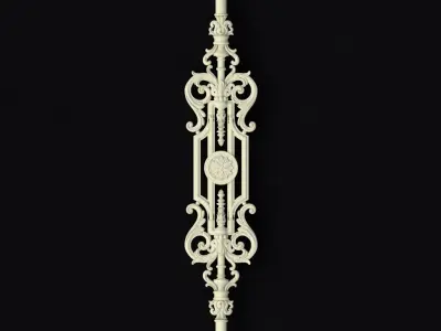 baluster ornate gold door handle 3D model