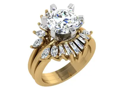 Round Diamond Unqiue Ring 4309 3D print model