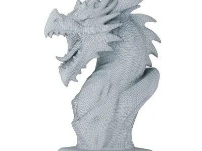 Dragon Head Sculpture  Oxidized Bronze Low-poly 3D model