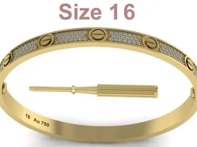 Love Bracelet With Diamonds - Size 16 3D print model
