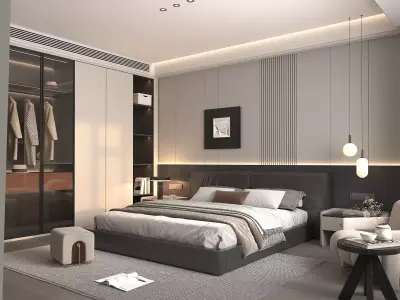 Modern Bedroom Scene 42 3D model
