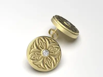 Flower Decor Stud Earrings 002 3D print model