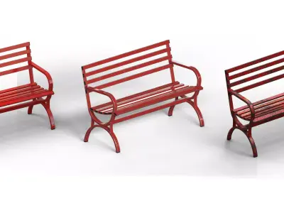 Pack 3 Street Bench  Low-poly 3D model