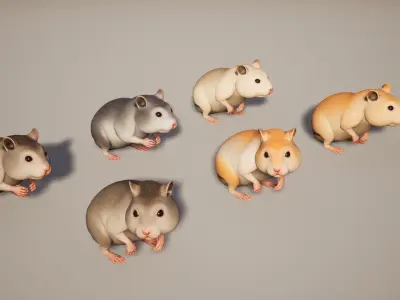 Hamster stylized Low-poly 3D model
